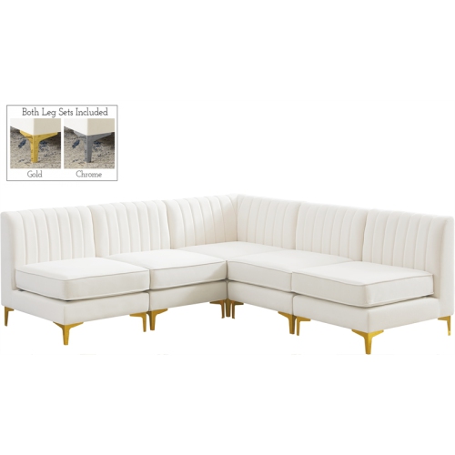 MERIDIAN FURNITURE  Alina Cream Velvet Modular Sectional