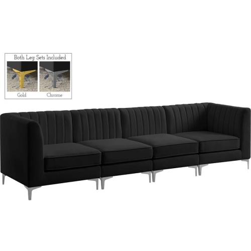 Meridian Furniture Alina Black Velvet Modular Sofa
