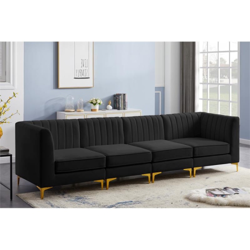 Meridian Furniture Alina Black Velvet Modular Sofa