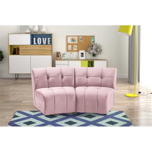 Meridian Furniture Limitless Pink Velvet Modular Loveseat