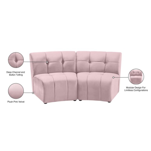 Meridian Furniture Limitless Pink Velvet Modular Loveseat