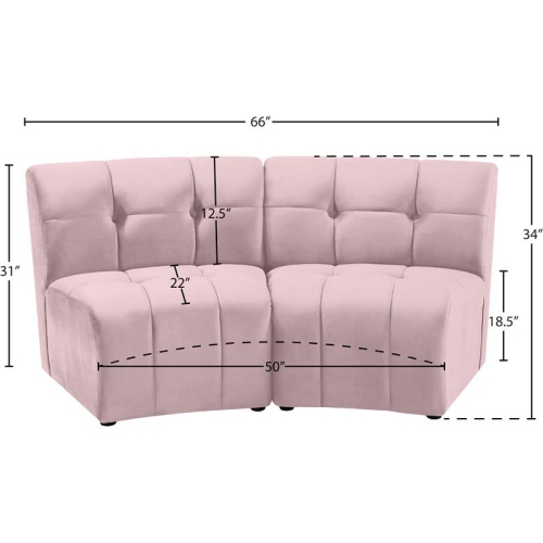 Meridian Furniture Limitless Pink Velvet Modular Loveseat