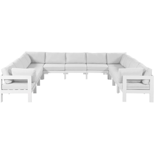 MERIDIAN FURNITURE  Nizuc White Fabric Outdoor Patio Modular Sectional