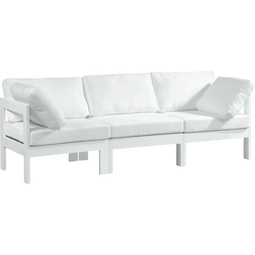 MERIDIAN FURNITURE  Nizuc White Fabric Outdoor Patio Modular Sofa