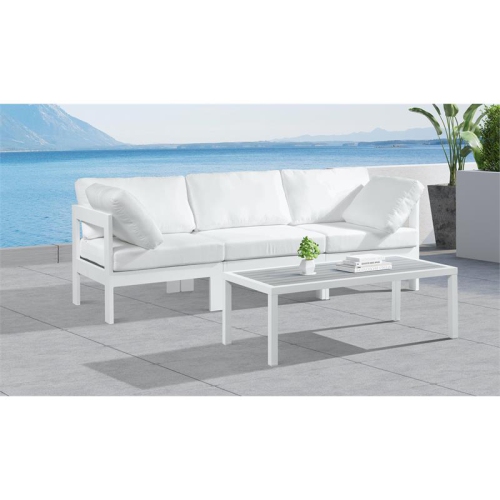Meridian Furniture Nizuc White Fabric Outdoor Patio Modular Sofa