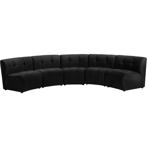 MERIDIAN FURNITURE  Limitless Velvet Modular 5 Piece Sectional In Black