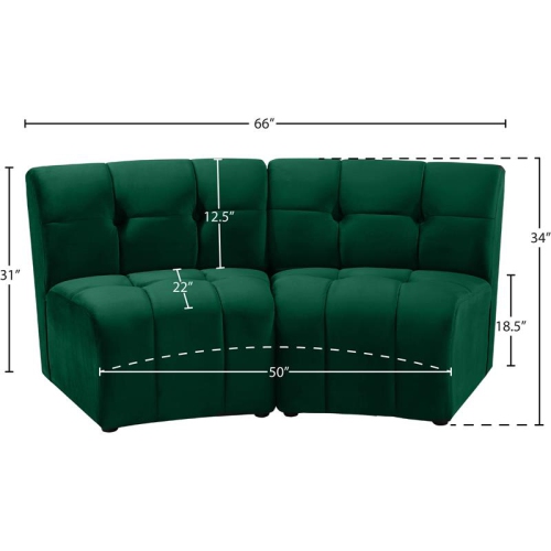 Meridian Furniture Limitless Green Velvet Modular Loveseat