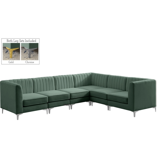 Meridian Furniture Alina Green Velvet Modular Sectional