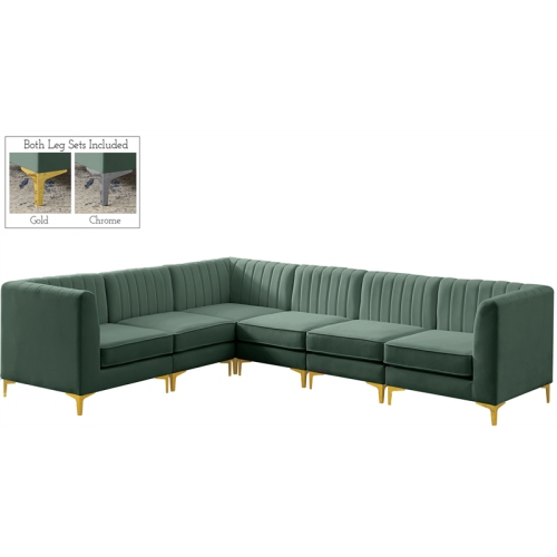 Meridian Furniture Alina Green Velvet Modular Sectional