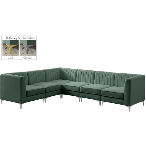 Meridian Furniture Alina Green Velvet Modular Sectional