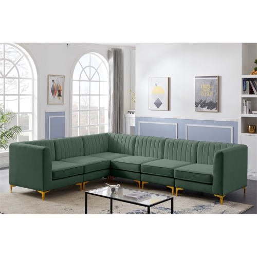 Meridian Furniture Alina Green Velvet Modular Sectional
