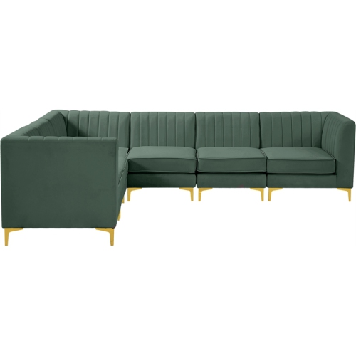 Meridian Furniture Alina Green Velvet Modular Sectional