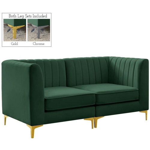 Meridian Furniture Alina Green Velvet Modular Sectional