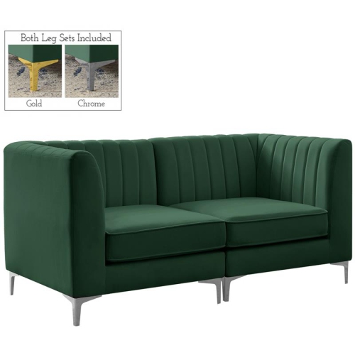 Meridian Furniture Alina Green Velvet Modular Sectional