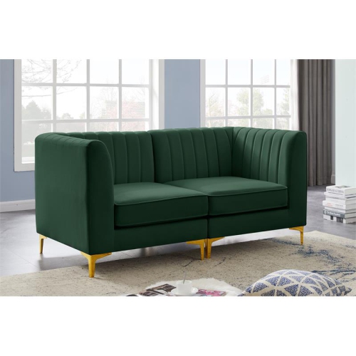Meridian Furniture Alina Green Velvet Modular Sectional
