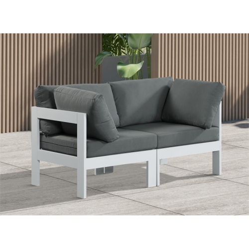 Meridian Furniture Nizuc Grey Fabric Outdoor Patio Modular Sofa