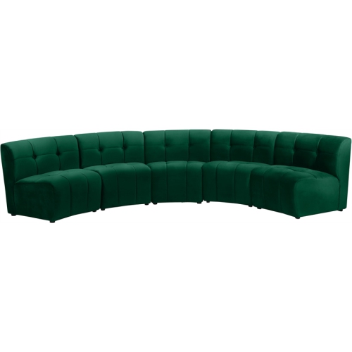 MERIDIAN FURNITURE  Limitless Green Velvet Modular 5 Piece Sectional