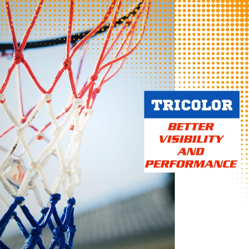 PRISP Nylon Tricolour Basketball Net - Weather Resistant All Courts Net