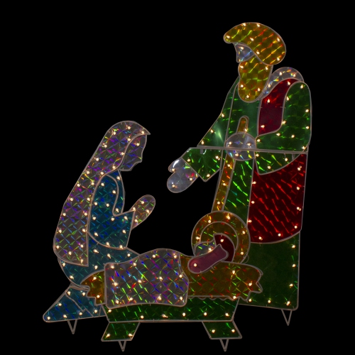 3-Piece Lighted Holographic Christmas Nativity Set Outdoor Decoration - Clear Lights
