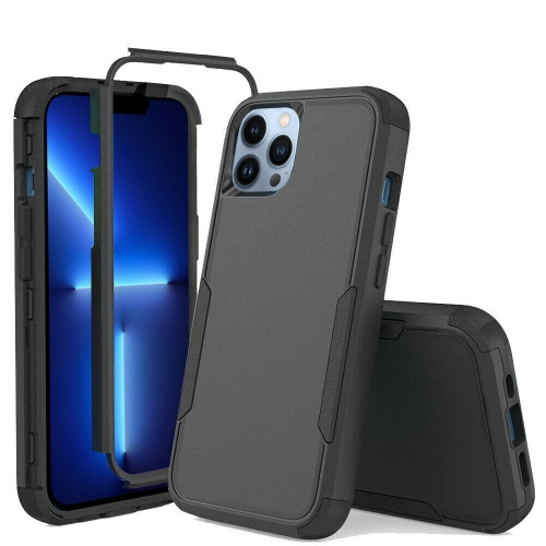 SuperShield Apple iPhone 14 Case 3in1 Drop Resistant Adventure Tradies Hybrid Armor Heavy Duty Rugged Shockproof Tough Cover - Black