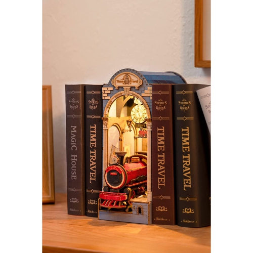 Bricolage Livre Nook Kit Insert Bibliothèque Support de livres 3D Casse-tête en bois bricolage Maison miniature Livre de construction Nook avec