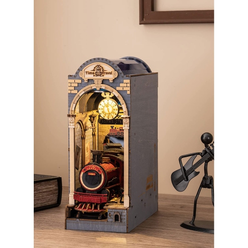 Bricolage Livre Nook Kit Insert Bibliothèque Support de livres 3D Casse-tête en bois bricolage Maison miniature Livre de construction Nook avec