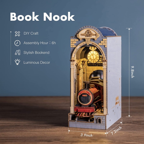 Bricolage Livre Nook Kit Insert Bibliothèque Support de livres 3D Casse-tête en bois bricolage Maison miniature Livre de construction Nook avec