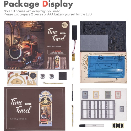 Bricolage Livre Nook Kit Insert Bibliothèque Support de livres 3D Casse-tête en bois bricolage Maison miniature Livre de construction Nook avec