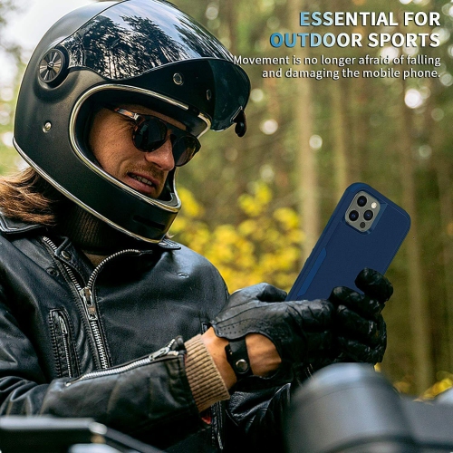 Pour Apple iPhone 14 3-en-1 étui résistant aux chutes Adventure Tradies Hybrid Armour, robuste étui antichoc -Bleu