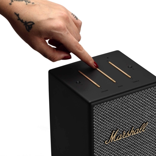 Remis à neuf - haut-parleur vocal Bluetooth Uxbridge Home de Marshall avec Alexa d'Amazon intégrée, noir