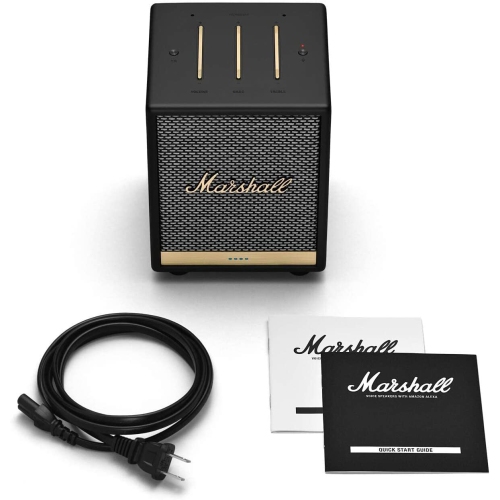 Remis à neuf - haut-parleur vocal Bluetooth Uxbridge Home de Marshall avec Alexa d'Amazon intégrée, noir