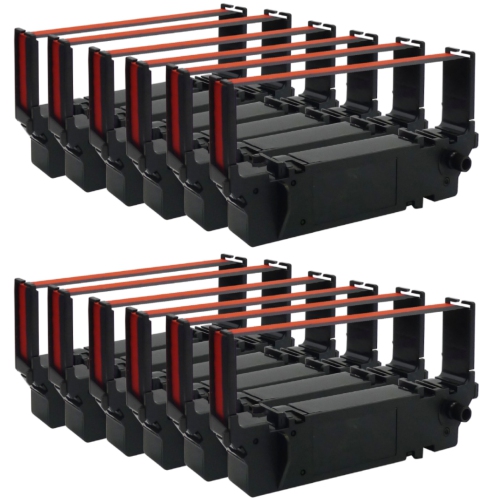 12 PK RC700 RC700BR Compatible Kitchen Ink Ribbon Cartridges for Star SP700 RC700 SP712 SP717 SP742 SP742R Printers Black / Red | Each 5.5 M Long |