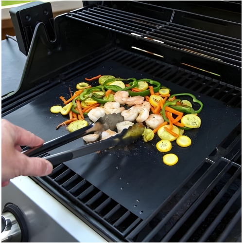 Better BBQ - Set of 2 Reusable Non-Stick Grill Mats, Black