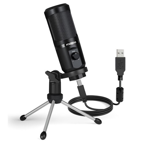 Microphone d'ordinateur USB MAONO avec bouton de gain de micro, micro d'enregistrement à condensateur pour PC, jeux, streaming, podcasts