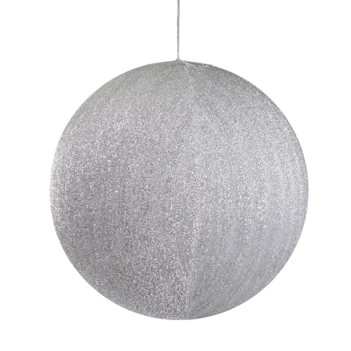 Inflatable Tinsel Christmas Ball Ornament Commercial Outdoor Decoration - 19.5" - Silver
