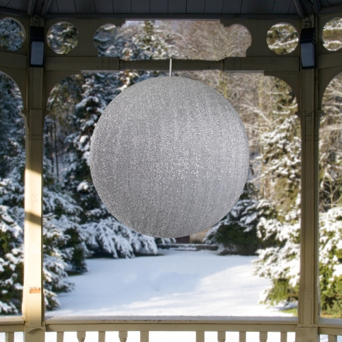 Inflatable Tinsel Christmas Ball Ornament Commercial Outdoor Decoration - 19.5" - Silver