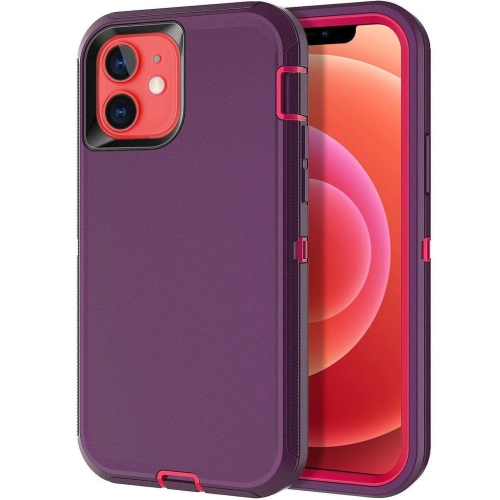 For Apple iPhone 14 3in1 Case Drop Resistant Defender Tradies Hybrid Armor Heavy Duty Rugged Shockproof Tough Cover – Purple
