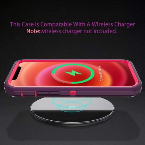 For Apple iPhone 14 3in1 Case Drop Resistant Defender Tradies Hybrid Armor Heavy Duty Rugged Shockproof Tough Cover – Purple