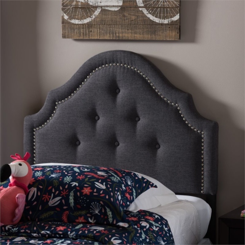 BAXTON STUDIO  Cora Upholstered Twin Headboard In Dark In Gray