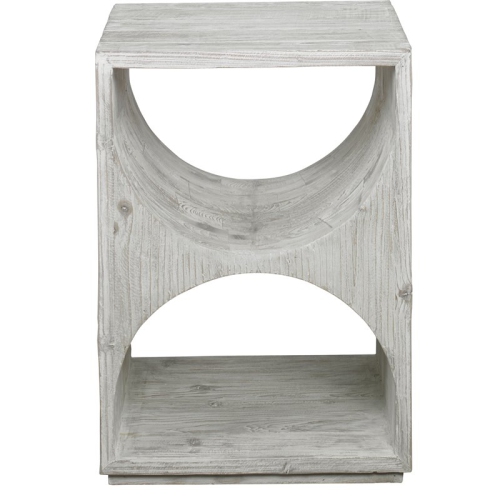 Uttermost Hans Coastal Style Fir Wood Side Table in Ivory Finish