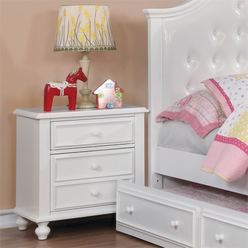 Furniture of America Noell Solid Wood 2-Drawer Kids Nightstand in White