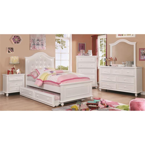 Furniture of America Noell Solid Wood 2-Drawer Kids Nightstand in White