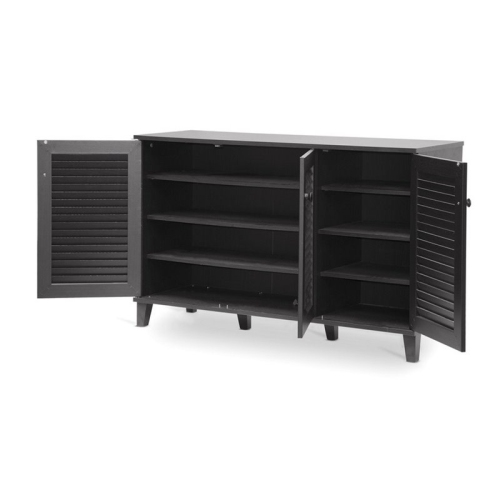 Baxton Studio Warren 5 Shelf Shoe Cabinet in Espresso