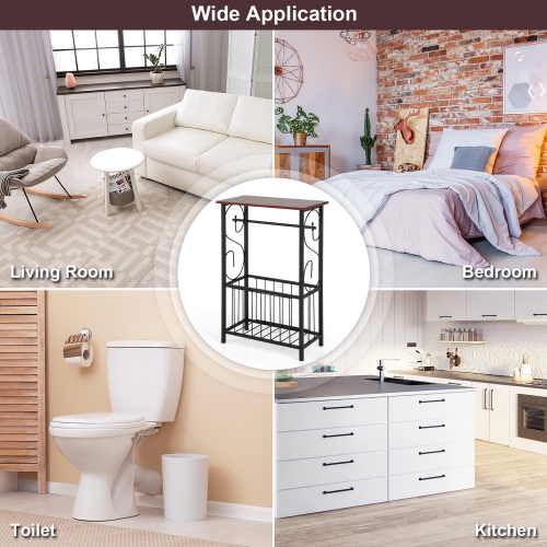 Costway Side Sofa Narrow Table w/ Removable Paper Holder for Living Room Bedroom Toilet