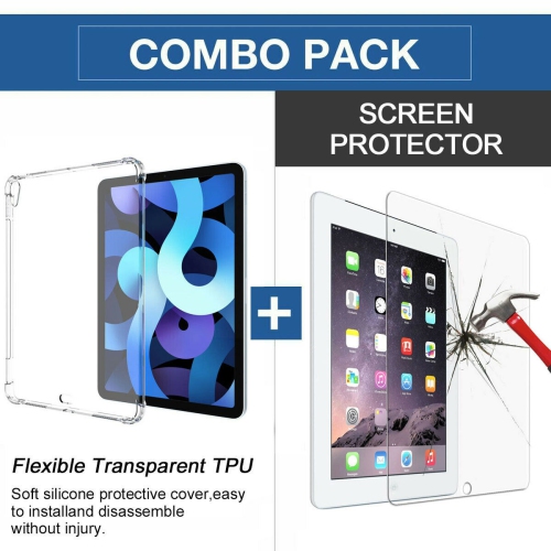 YELLOW-PRICE  for Apple Ipad Air 4Th 10.9Inch 2020 Clear Soft Tpu Case, Uhd 9H Tempered Glass