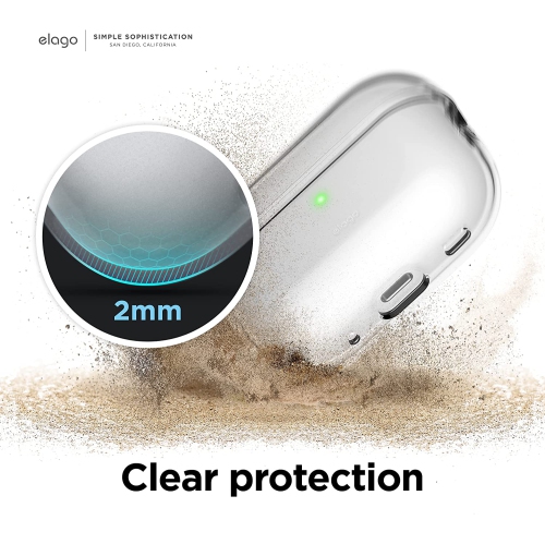 elago Compatible with AirPods Pro 2nd Generation Case Cover Clear - Protective Case, Transparent Shockproof, Gel Tape Included, Wireless Charging,