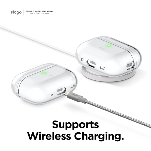 elago Compatible with AirPods Pro 2nd Generation Case Cover Clear - Protective Case, Transparent Shockproof, Gel Tape Included, Wireless Charging,