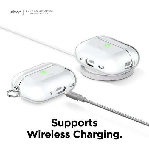 elago Compatible with AirPods Pro 2nd Generation Case Cover Clear - Protective Case with Keychain, Shockproof, Gel Tape Included, Wireless Charging,