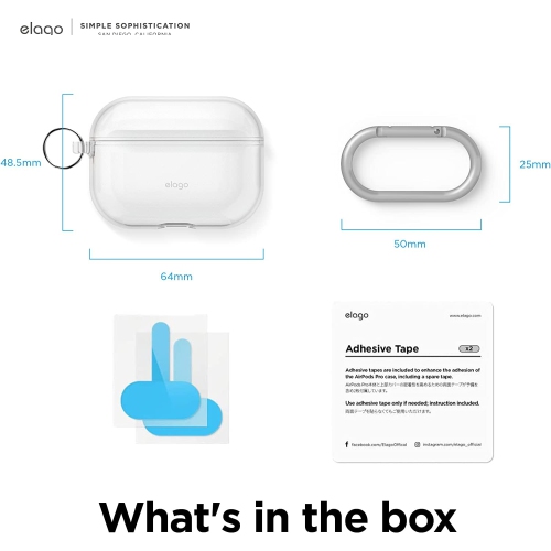 elago Compatible with AirPods Pro 2nd Generation Case Cover Clear - Protective Case with Keychain, Shockproof, Gel Tape Included, Wireless Charging,