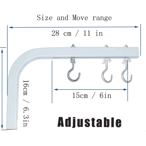 Projector Screen Mount, Projector Display L-Bracket 11 inch Longer Wall Hanging Mount Adjustable with Hook Manual Spectrum Screen White